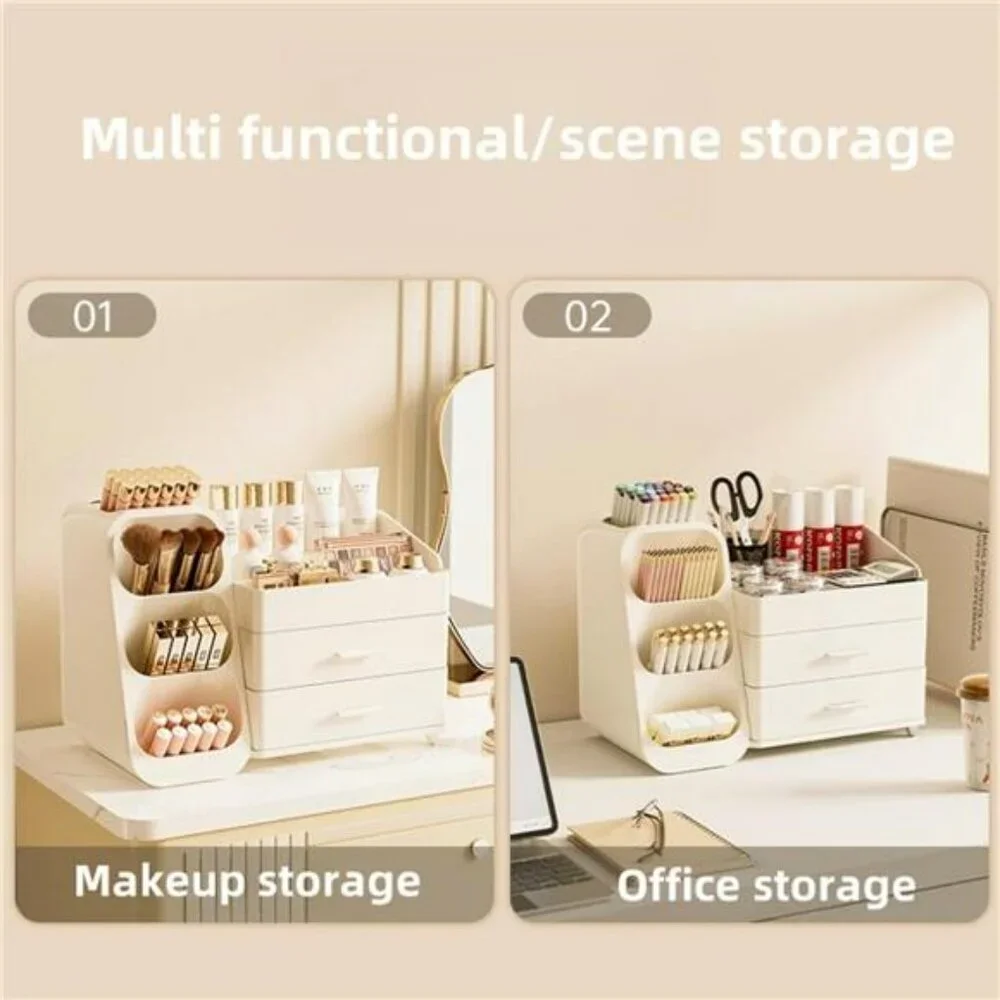 Large makeup organizer with drawers acrylic vanity storage for skincare brushes